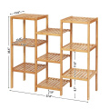 Bamboo Customizable Plant Stand Shelf Flower Pots Holder Display Rack Utility Shelf Bathroom Rack 9-Tier Storage Rack Shelving